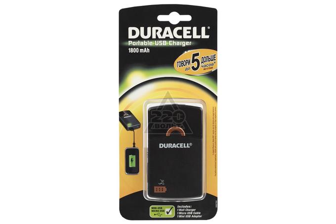 DURACELL Портативное USB зарядное устройство для аккумуляторов 1800mAh