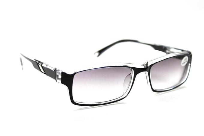 Готовые очки для зрения с Флекс душками, межцентр 58-60 (золото). Очки с плавным затемнением. Очки -2.5. Оправы из черного пластика. Готовые очки 2