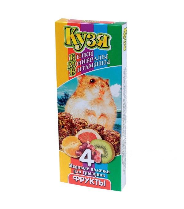 Лакомство для ГРЫЗУНОВ &quot;КУЗЯ&quot; палочки белки+минералы+витамины ОРЕХ *4шт.