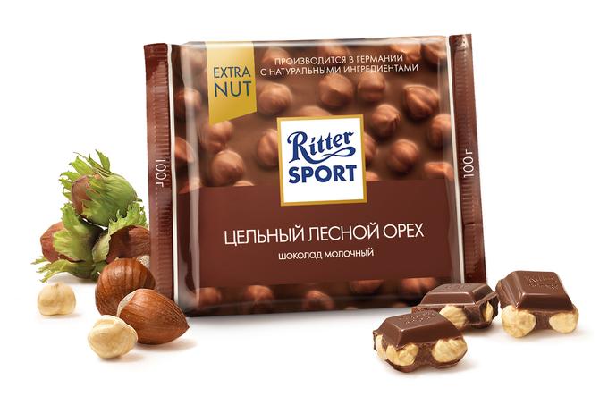 Шоколад Ritter Sport EXTRA NUT молочный цел.орех