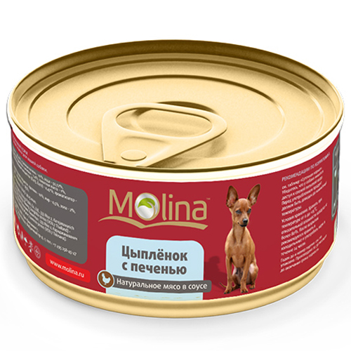 Molina Консервы с цыпленком и печенью в соусе в желе для собак