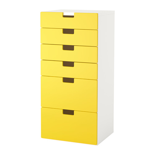 СТУВА Комбинация для хранения с ящиками, белый, желтый