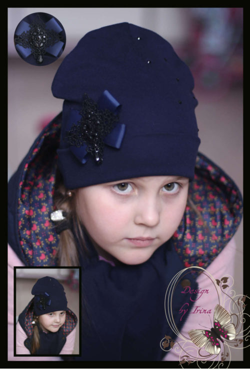 Design by Irina Темно-синяя шапка с бантом Люкс...