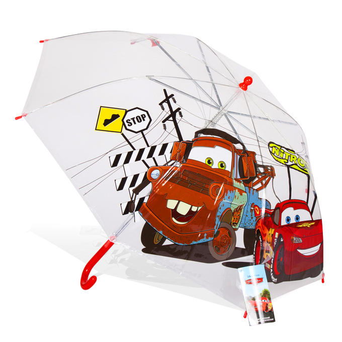 Disney зонт детский Тачки &quot;Молния Маккуин и Мэтр&quot; (50 см, прозрач., авто., POE)