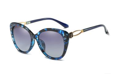 Поляризованные очки в синей в крапинку оправе с цветочком