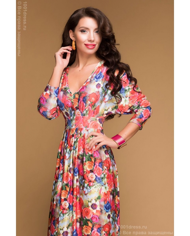 Платья с длинным рукавом с цветочным принтом фото