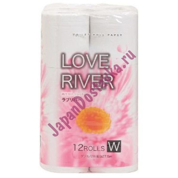 IDESHIGYO Туалетная бумага двухслойная &quot;LOVE RIVER&quot;, двухслойная, белая, 27.5 м, 12 рулонов