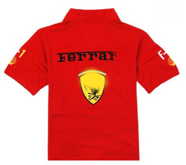 Рубашка-поло мужская красная с короткими рукавами, надписью и эмблемой