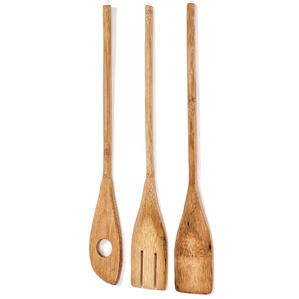 Набор кухонных принадлежностей из бамбука 3шт: лопатка, вилка, лопатка с отверстием 30*4,5*0,9см купить оптом и в розницу