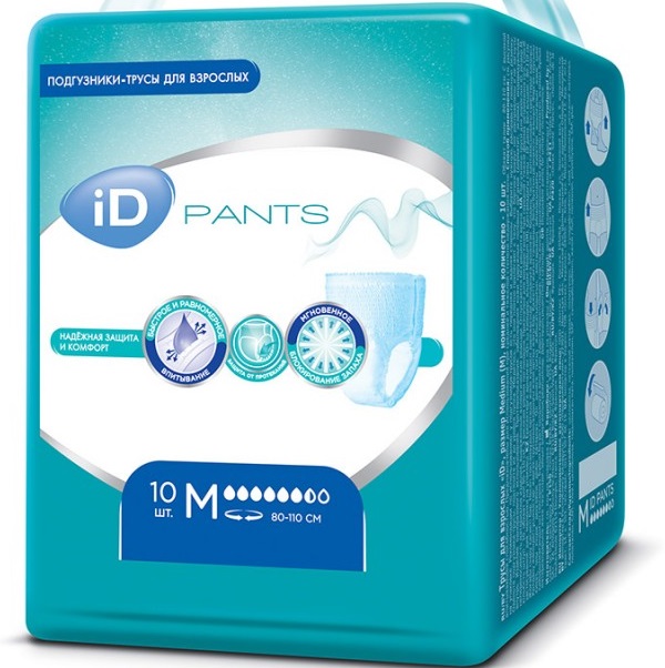 Подгузники-трусы iD Pants  для взрослых M 10шт. 80-110см