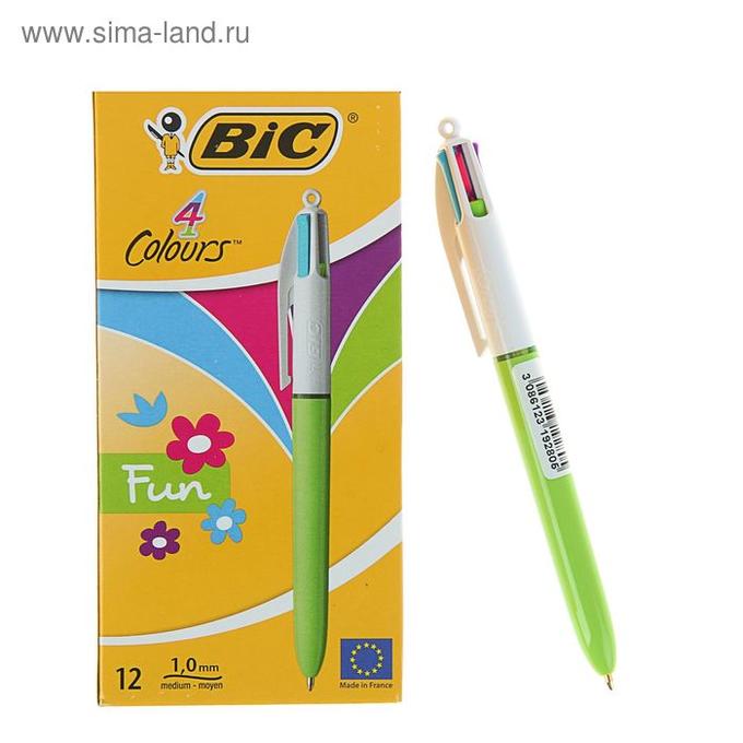 Ручка шариковая атомат многоцветная 4цв. BIC Сolours Fun (роз, пурпур, бирюза, лайм.зел) 1.0 887777