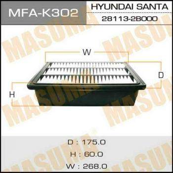 Воздушный фильтр A0458 MASUMA LHD HYUNDAI/ SANTA FE/ V2000, V2700 05- (1/20)