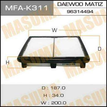Воздушный фильтр A9206 MASUMA LHD DAEWOO/ MATIZ/ V800, V1000 98- (1/40)