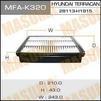 Воздушный фильтр A9313 MASUMA LHD HYUNDAI/ TERRACAN/ V2500, V2900, V3500 01-06 (1/20)