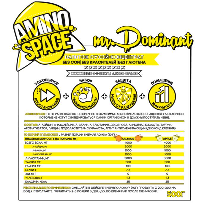 Аминокислоты BCAA MR. DOMINANT AMINO SPACE 500 гр