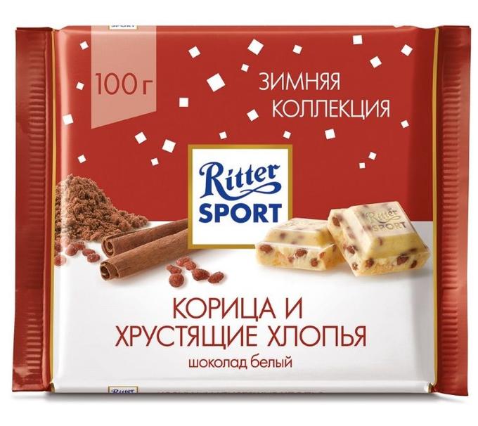 Шоколад Ritter Sport  белый корица/хлопья