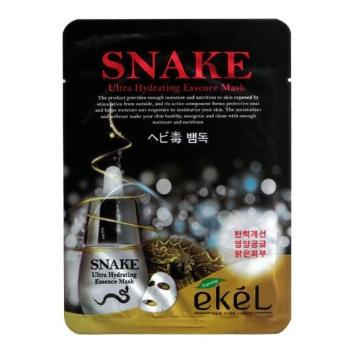 Ekel cosmetics Ekel Маска тканевая для лица с экстрактом змеиного яда Mask Snake Ultra Hydrating Essence, 25 мл