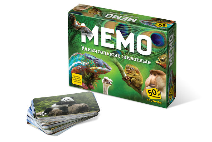 Нескучные игры Мемо &quot;Удивительные животные&quot; (50 карточек)