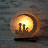 Солевая лампа &quot;Круглый М&quot; коты на луне 1,4 кг