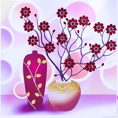 Картина из алмазной мозайки розовая ваза 5d