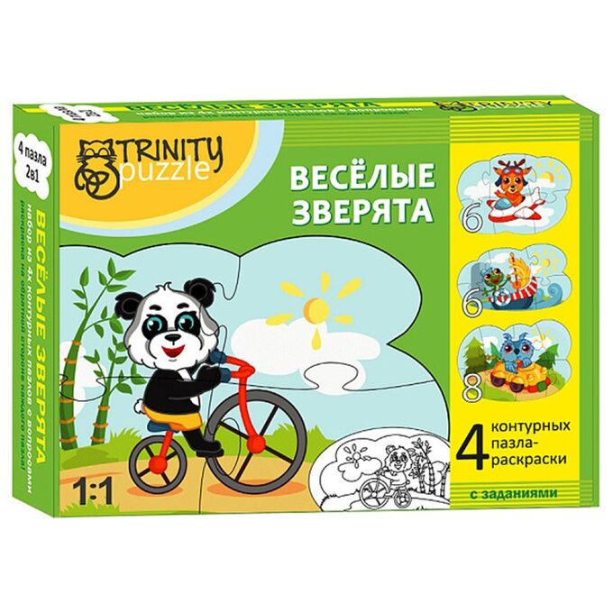 маркер игрушка Пазл Веселые зверята 4 пазла 2 в 1 Т801
