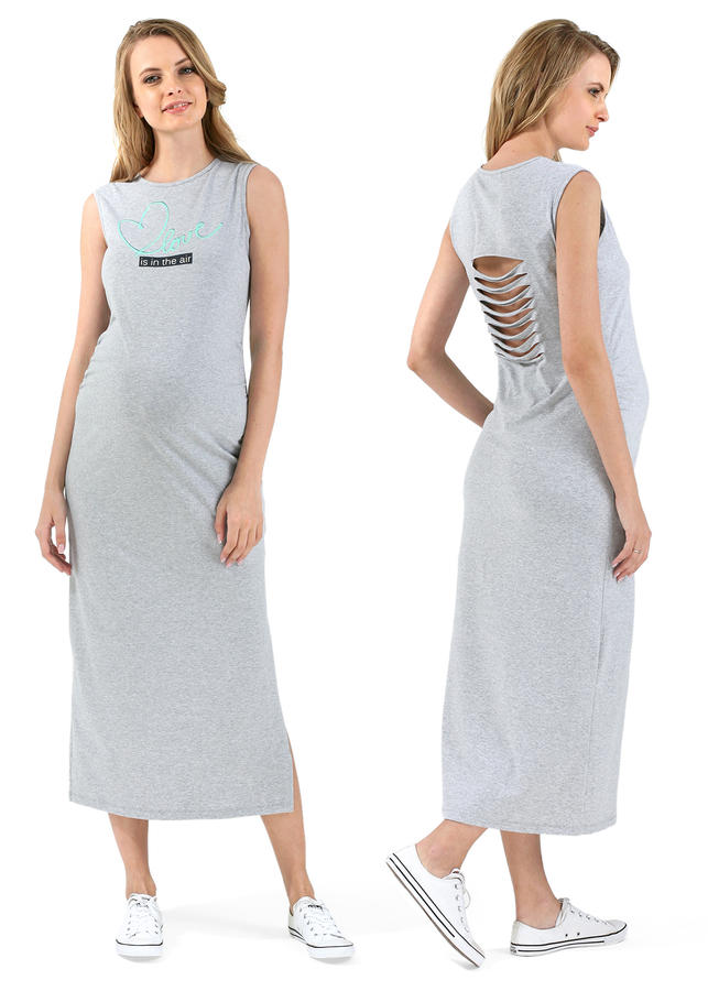 Платье &quot;Скрейч&quot; для беременных; цвет: серый меланж (ss17)