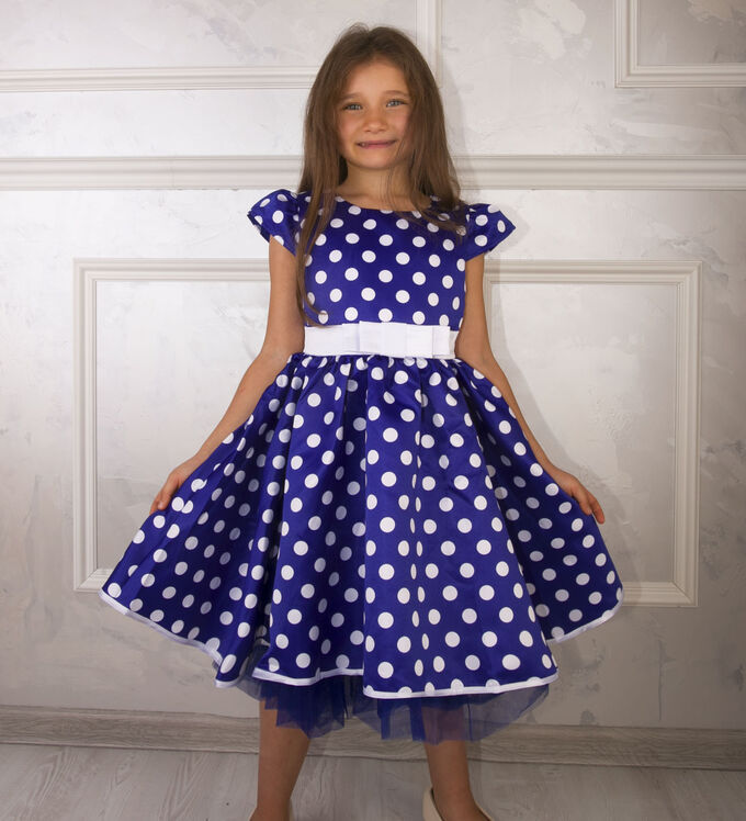 Тимошка Платье для девочки в стиле стиляг цвет Синий