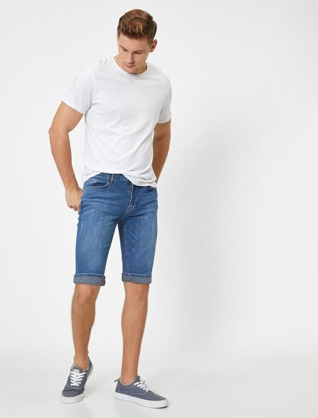 KOTON Обычный карман на талии Детализированные повседневные джинсовые шорты