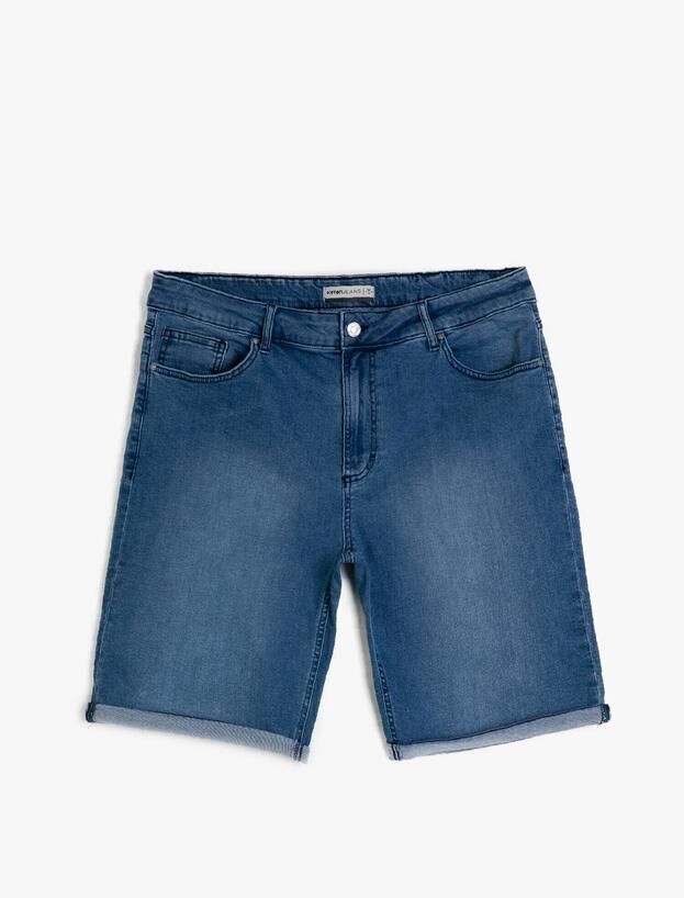 KOTON Нормальные джинсовые шорты с карманом на талии и деталями
