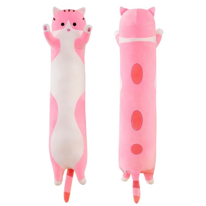 Кот батон 1.5м, котик багет, мягкая игрушка, длинная подушка, цвет розовый