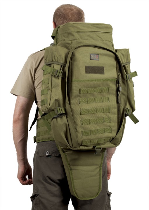 Оружейный военный рюкзак (65 литров, олива) - Плечевые лямки и поясничный ремень выполнены мягкими и снабжены сеткой типа Air Mesh для улучшения микроциркуляции воздуха и обеспечения комфортного ношен