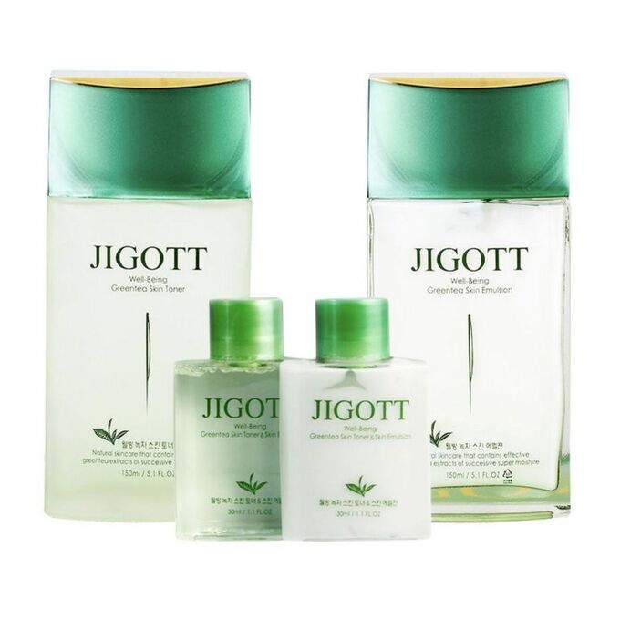 JIGOTT Набор для лица с экстрактом зеленого чая, мужской For Men Well-Being Greentea Skin Care 2 set  150g+150g+30g+30g