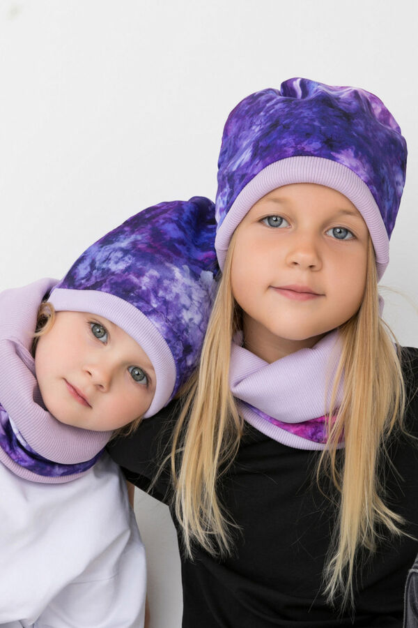 ivdt37 Комплект детский демисезонный шапка+снуд для девочки Дымка