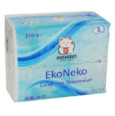 INSHIRO Салфетки в мягкой упаковке EkoNeko, 2 слоя, 150 листов, 1 шт