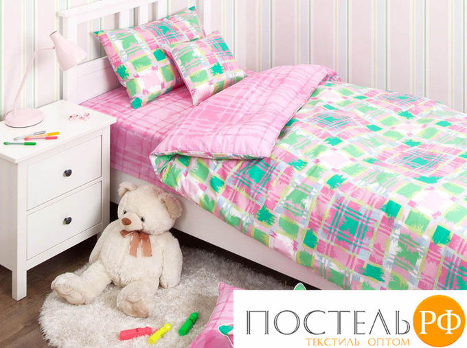 35306 КПБ (1,5 сп. с нав. 70*70; EUR; ранфорс; 1) 5567/1 Geometry pink