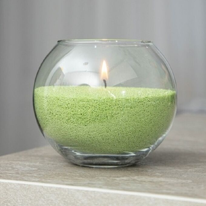 candle-magic Насыпная свеча в гранулах, ваза &quot;Шар&quot;, восковая, цветная, сиреневый воск