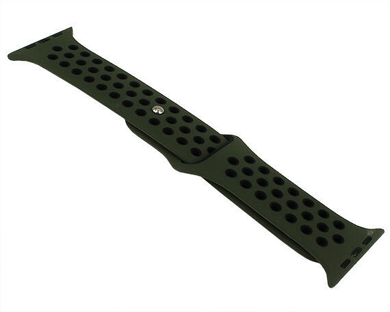 Ремешок Watch Series 42mm/44mm/45mm/49mm силиконовый Nike band темно-зеленый/черный #30