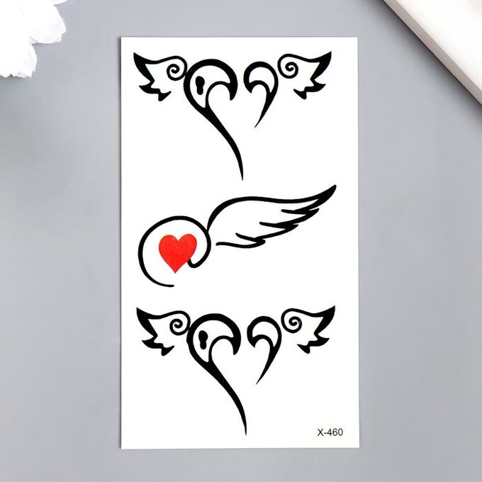 СИМА-ЛЕНД Татуировка на тело чёрная &quot;Сердца с крыльями&quot; 10,5х6 см