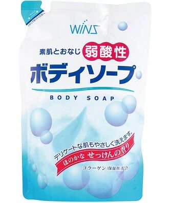 Nihon Смягчающее крем-мыло для тела с коллагеном и лауриновой кислотой &quot;Wins Mild Acidity Body Soap&quot; аромат мыла 400 мл (мягкая упаковка) 20