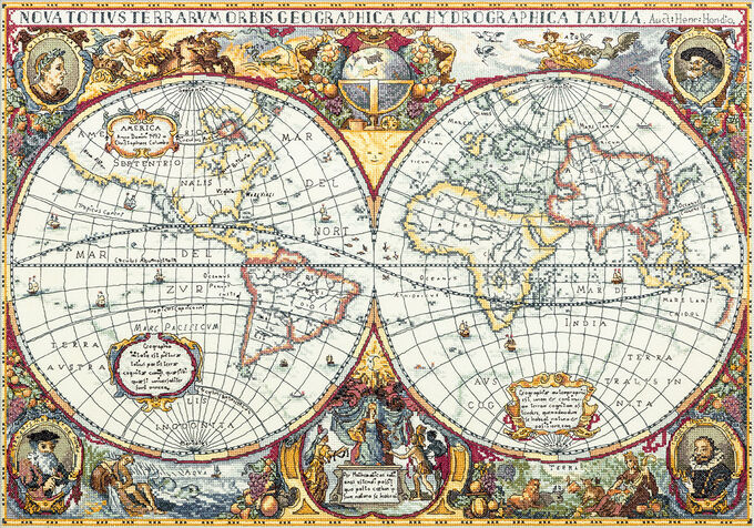 фирма ГАММА Набор для вышивания &quot;PANNA&quot; &quot;Золотая серия&quot; PZ-1842 &quot;Географическая карта мира&quot; 66 х 46.5 см