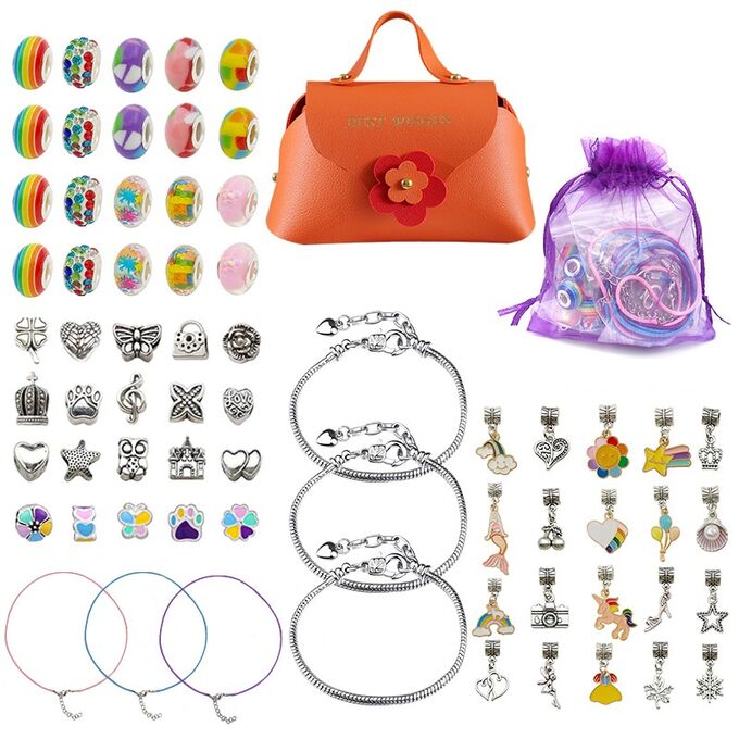 Подарочный набор для создания браслета в сумочке, набор для девочки, радужный