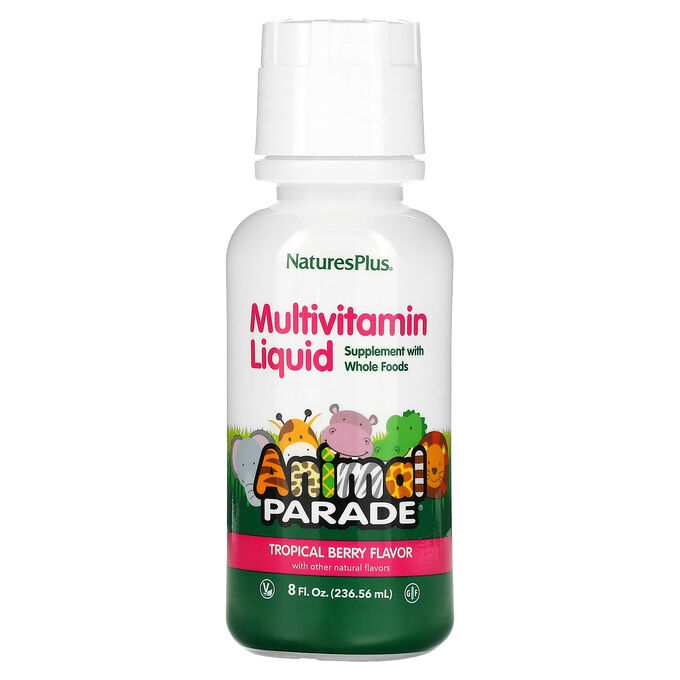 Nature's Plus NaturesPlus, Source of Life, Animal Parade, жидкие мультивитамины для детей, вкус натуральных тропических ягод, 236,56 мл (8 жидк. унций)
