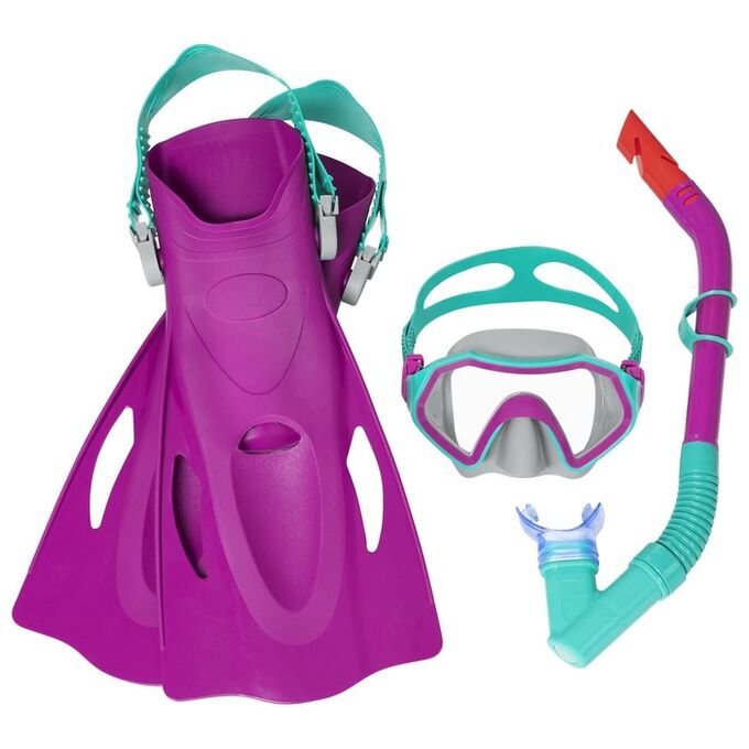 Bestway Набор для плавания Crusader Snorkel Set (маска,трубка,ласты) от 7 лет, цвета микс 25046