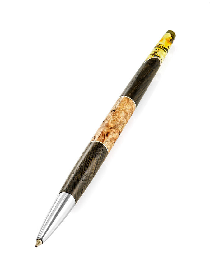 amberholl Уникальная ручка из дерева и натурального балтийского янтаря «Олливандер»