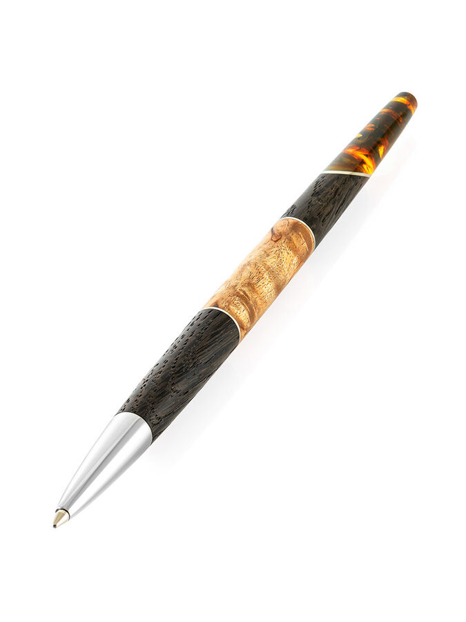 amberholl Красивая ручка авторской работы из дерева и янтаря с природной текстурой