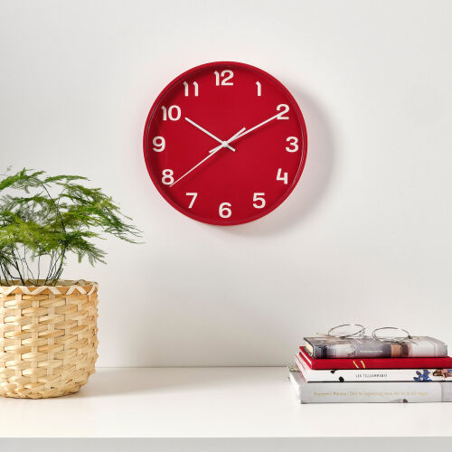 IKEA Часы настенные кварцевые ИКЕА ПЛУТТИС красный