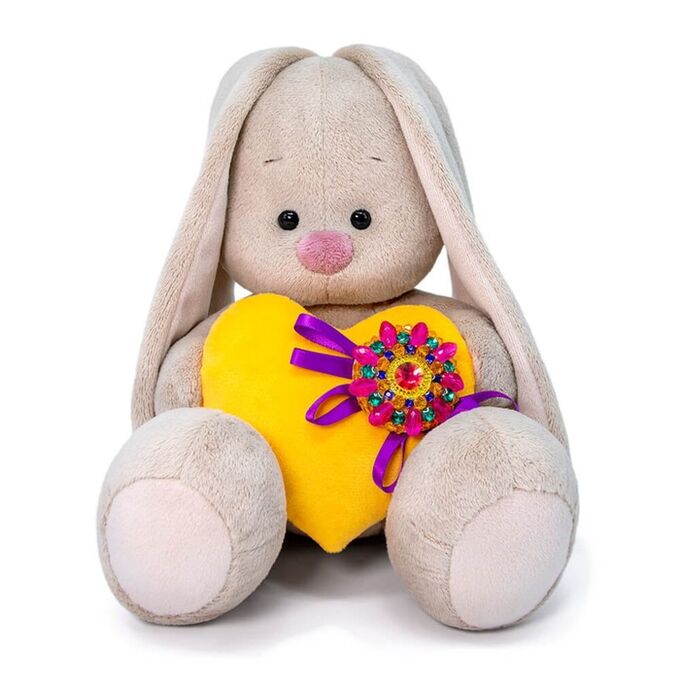 ZaikaMi Мягкая игрушка «Зайка Ми с сердечком с брошкой», 23 см