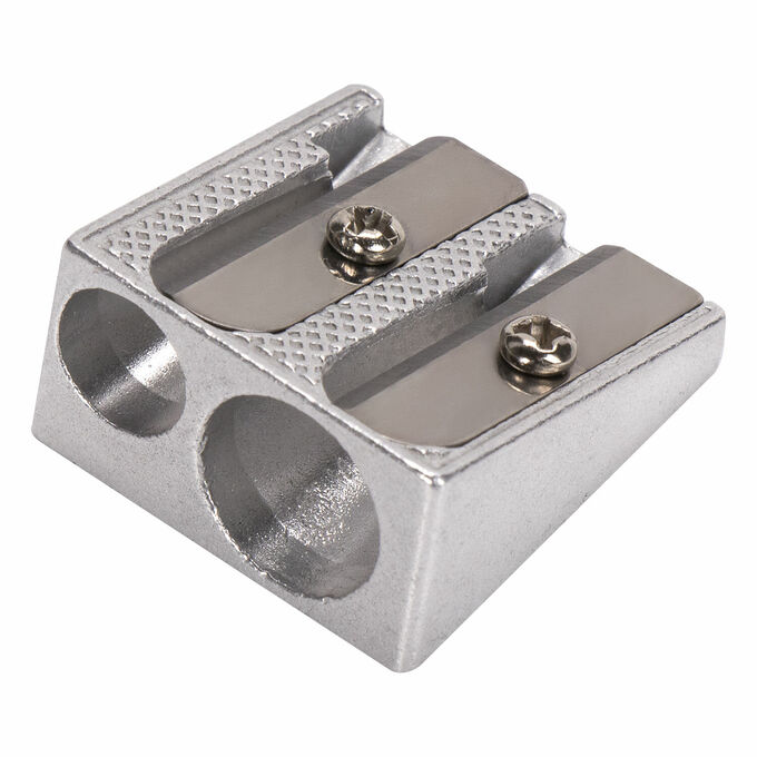 Точилка BRAUBERG &quot;Style&quot;, металлическая клиновидная, 2 отверстия, в карт. коробке, 222486