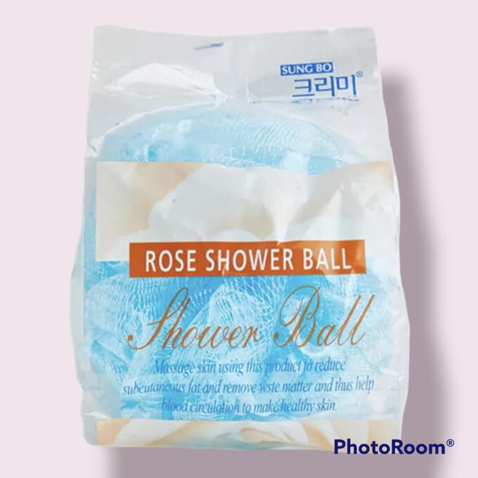 SUNG BO CLEAMY Мочалка-розочка из полиэтиленовой сетки &quot;Rose Shower Ball&quot; (мягкая) диаметр - 11 см