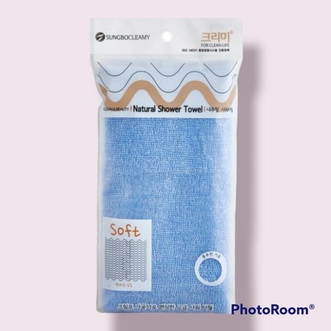 SUNG BO CLEAMY Мочалка для тела с махровым плетением &quot;Natural Shower Towel&quot; (мягкая) размер 26 см х 100 см 1 шт